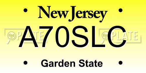 A70SLC New Jersey License Plate