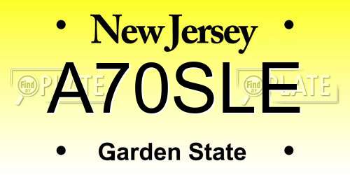 A70SLE New Jersey License Plate