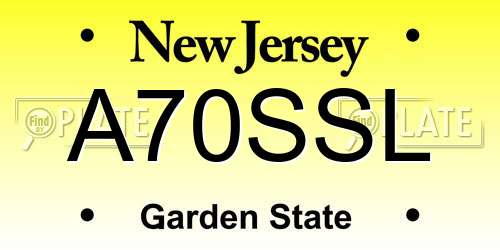 A70SSL New Jersey License Plate