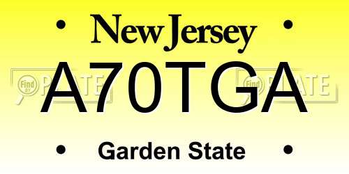 A70TGA New Jersey License Plate