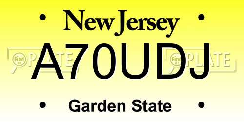 A70UDJ New Jersey License Plate