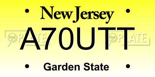 A70UTT New Jersey License Plate