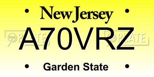 A70VRZ New Jersey License Plate