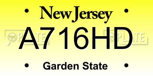 A716HD New Jersey License Plate