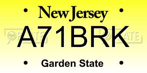 A71BRK New Jersey License Plate