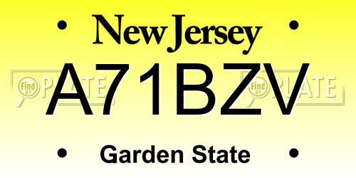 A71BZV New Jersey License Plate