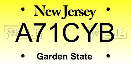 A71CYB New Jersey License Plate