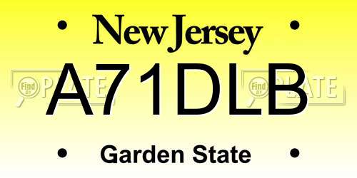A71DLB New Jersey License Plate