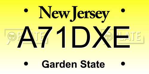 A71DXE New Jersey License Plate