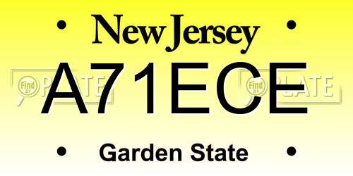 A71ECE New Jersey License Plate