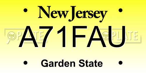 A71FAU New Jersey License Plate