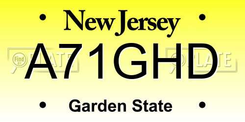 A71GHD New Jersey License Plate