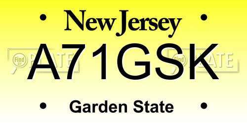 A71GSK New Jersey License Plate