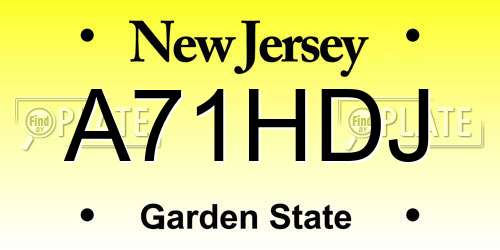 A71HDJ New Jersey License Plate