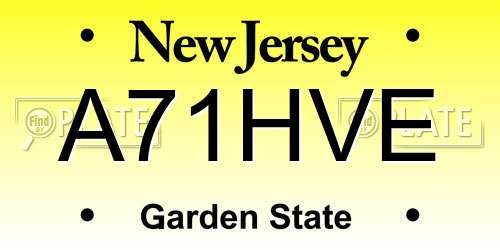 A71HVE New Jersey License Plate