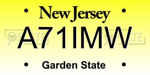 A71IMW New Jersey License Plate