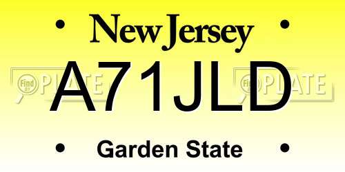 A71JLD New Jersey License Plate