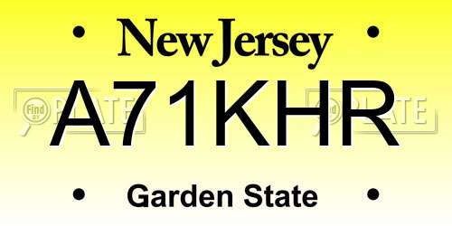 A71KHR New Jersey License Plate