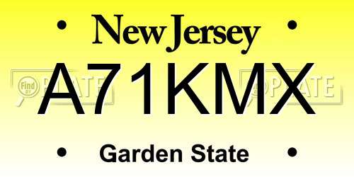 A71KMX New Jersey License Plate