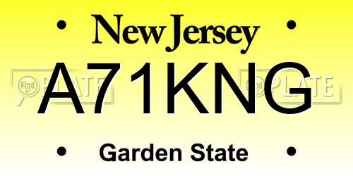 A71KNG New Jersey License Plate