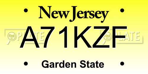 A71KZF New Jersey License Plate