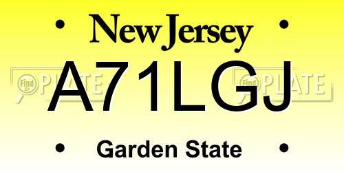A71LGJ New Jersey License Plate