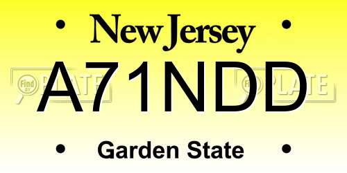 A71NDD New Jersey License Plate