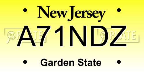A71NDZ New Jersey License Plate