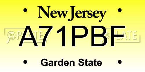 A71PBF New Jersey License Plate