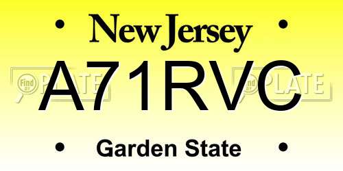 A71RVC New Jersey License Plate