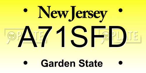 A71SFD New Jersey License Plate
