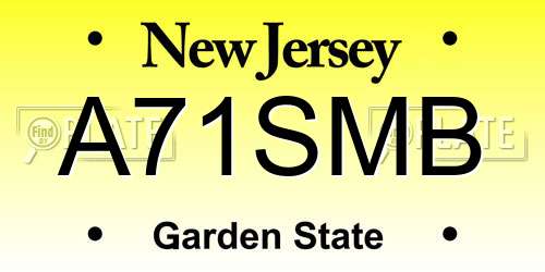 A71SMB New Jersey License Plate