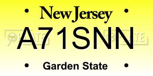 A71SNN New Jersey License Plate
