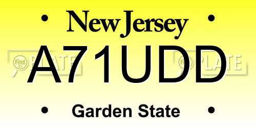 A71UDD New Jersey License Plate
