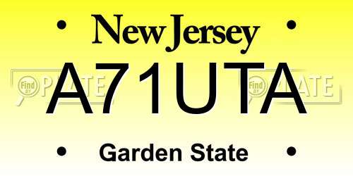 A71UTA New Jersey License Plate