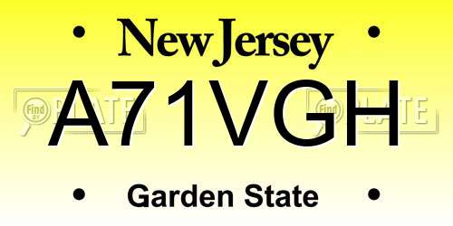A71VGH New Jersey License Plate