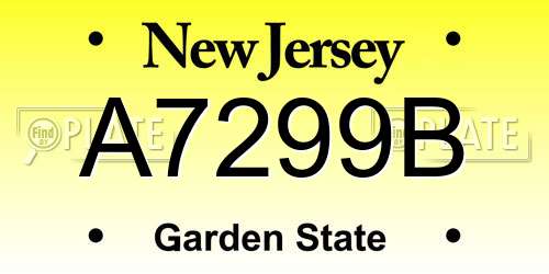 A7299B New Jersey License Plate