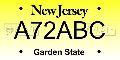 A72ABC New Jersey License Plate