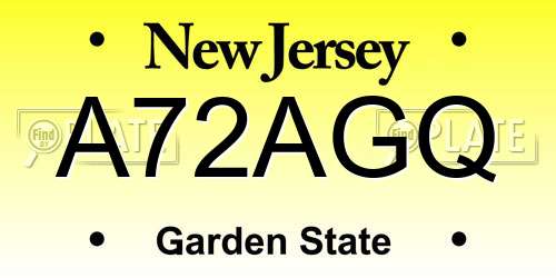 A72AGQ New Jersey License Plate