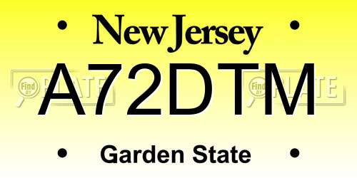 A72DTM New Jersey License Plate