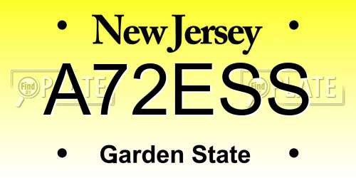 A72ESS New Jersey License Plate