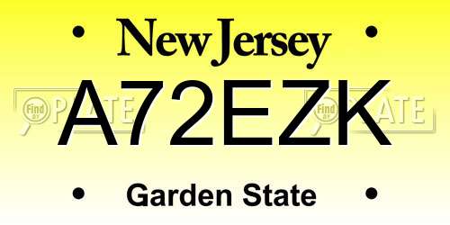 A72EZK New Jersey License Plate