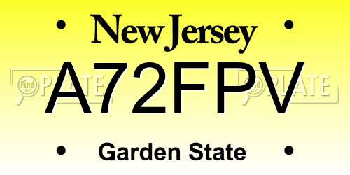 A72FPV New Jersey License Plate