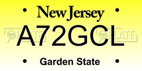 A72GCL New Jersey License Plate