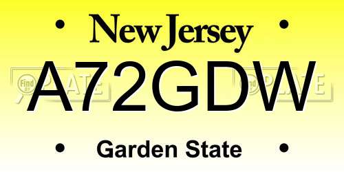 A72GDW New Jersey License Plate