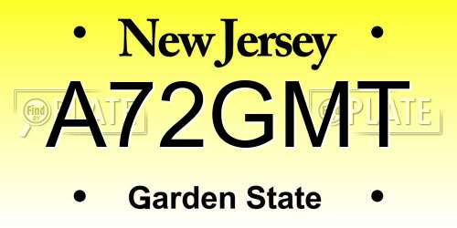 A72GMT New Jersey License Plate