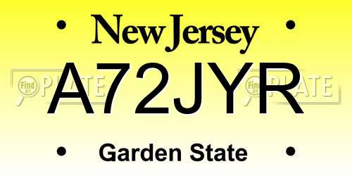 A72JYR New Jersey License Plate
