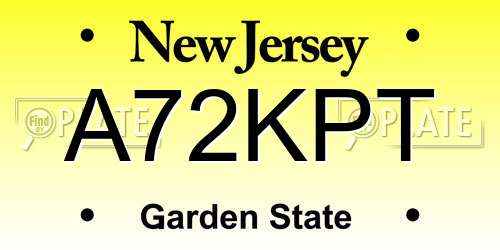 A72KPT New Jersey License Plate