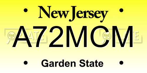 A72MCM New Jersey License Plate