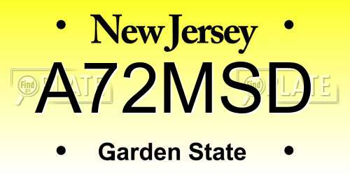 A72MSD New Jersey License Plate